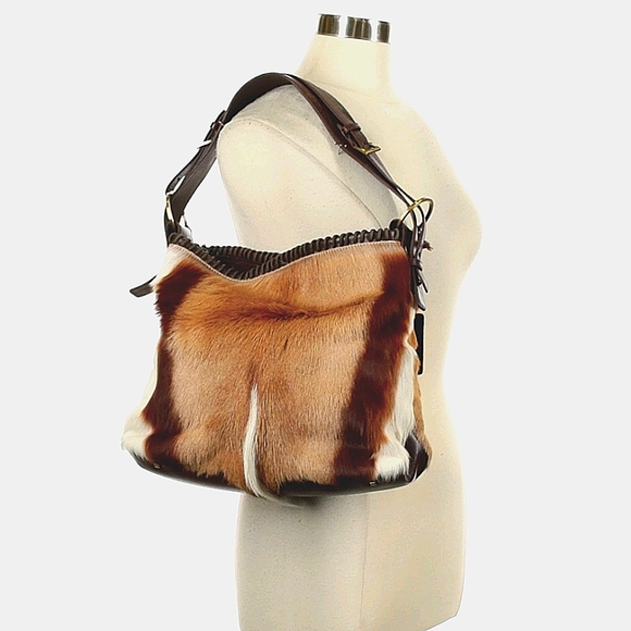 Aqua Madonna Handbags - Aqua Madonna Fur and Leather Shoulder Bag
